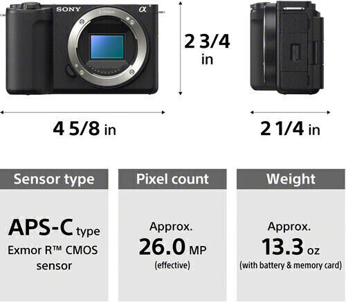 Sony ZV-E10 II Mirrorless Φωτογραφική Μηχανή Body Μαύρη