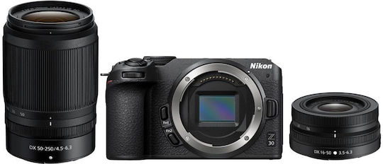 Nikon Z 30 Mirrorless Camera Kit (Z DX 16-50mm F3.5-6.3 VR + Z DX 50-250mm F4.5-6.3 VR) Black