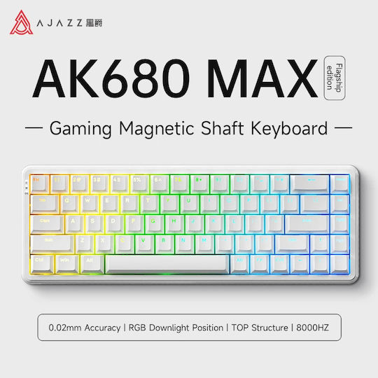 Ajazz AK680 Max Gaming Mechanical Keyboard 65% with Magnetic Switches and RGB Lighting English US White