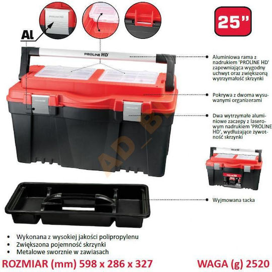 Proline Hand Tool Case Aluminum Dimensions: W59xD25xH32cm