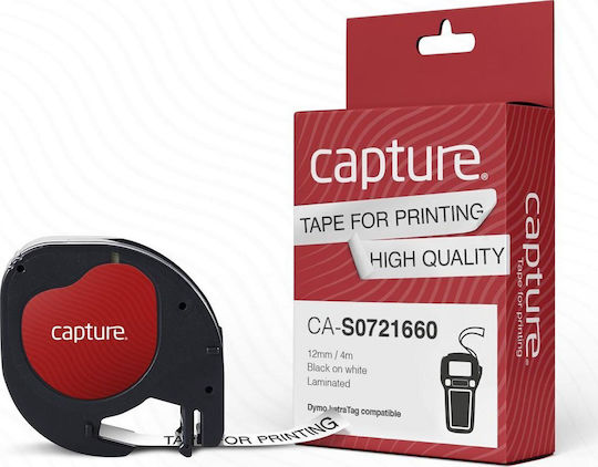 Capture Ταινία Ετικετογράφου 4m x 12mm σε Μαύρο Χρώμα