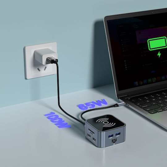 Wozinsky WHBC09Y8S USB-C Docking Station mit HDMI 4K PD Ethernet Gray