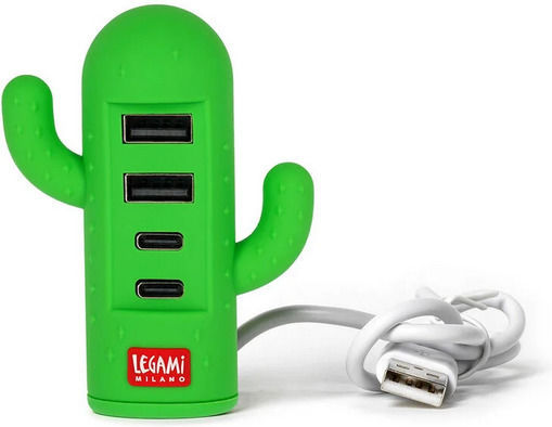 Legami Milano USB-Hub Mit 4 Anschlüssen USB 2.0 Mit USB-A Anschluss Grünes