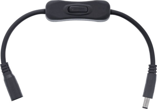 Inline DC Cable Switch DC St Bu 5.5x2.1mm AWG 18 Black 0.20m