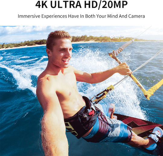 idl-Q60AR 128GB Cameră de Acțiune 4K Ultra HD Subacvatică (cu Carcasă) cu Ecran 2" și Wi-Fi Neagră