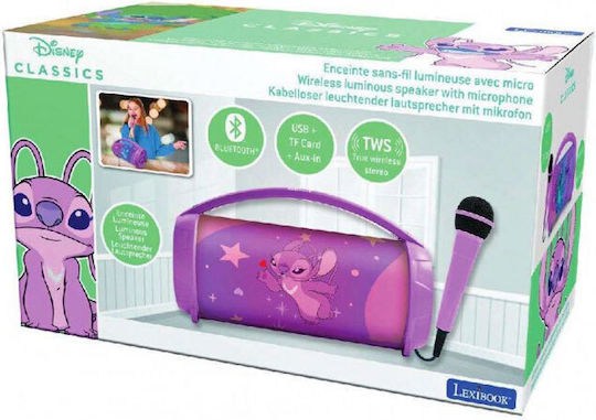 Lexibook Ηχείο Karaoke με Ενσύρματo Μικρόφωνο και Εφέ Φωτισμού BTP585D1Z Ροζ