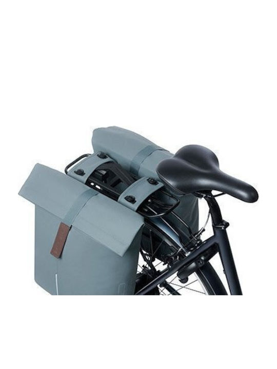 Double Bicycle City Bag Basil City Double Pannier Bag Mik 28-32l Mik System Ready to Use Graphite Blue New 2024