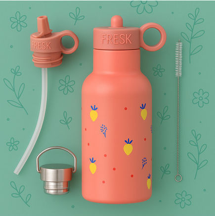 Fresk Kids Water Bottle Thermos Stainless Steel with Straw Orange 350ml