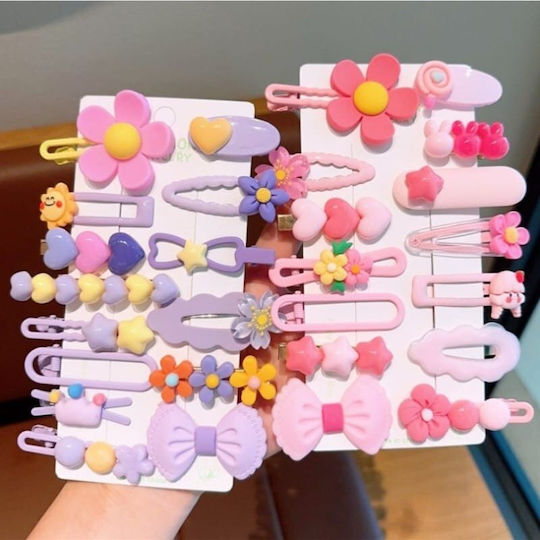 14-in-1 Hair Clips Bobby Pins Set Flowers Purple Bow Sp412