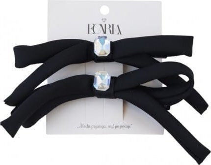 Set 2 Black Hair Clips XL 10 Cm Crystal Bows Sp339