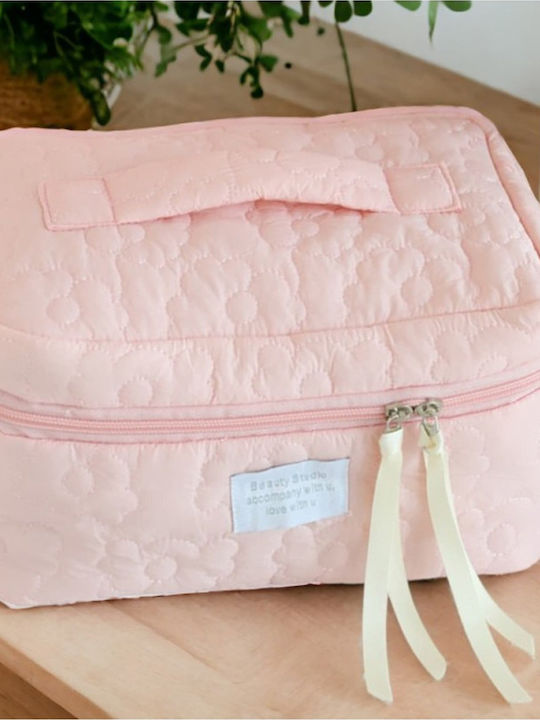 Ecarla Quilted Cosmetic Bag Case Pink Ks98