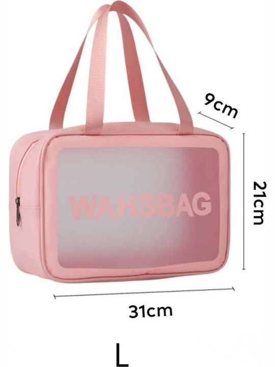 Ecarla Cosmetic Bag Set 3-in-1 Portable Case 3 Sizes Powder Pink