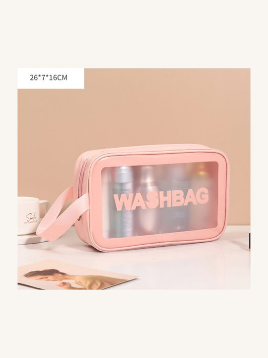 Ecarla Cosmetic Bag Set 3-in-1 Portable Case 3 Sizes Powder Pink