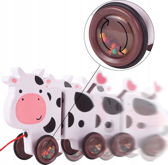 Jucărie Interactivă Văcuța Fericită Idealstore Dimensiune 18 X 19 X 9 Cm Dotată cu Frânghie Fabricată din Plastic de Înaltă Calitate Roți Acoperite cu Cauciuc Bile Umplute Poate Fi Separată în 2 Părți