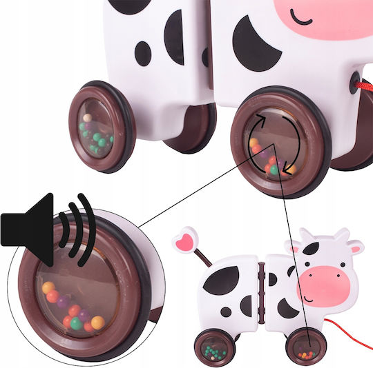 Jucărie Interactivă Văcuța Fericită Idealstore Dimensiune 18 X 19 X 9 Cm Dotată cu Frânghie Fabricată din Plastic de Înaltă Calitate Roți Acoperite cu Cauciuc Bile Umplute Poate Fi Separată în 2 Părți