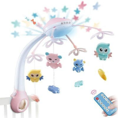 Crib Carousel Remote Control 500 Melodies Color White Pink