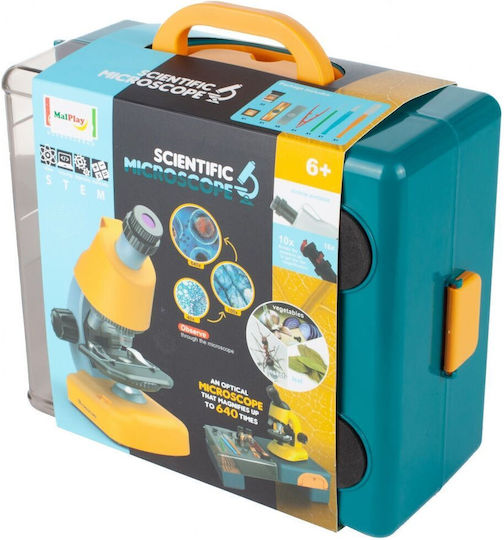 Microscop Științific Multifuncțional pentru Copii Idealstore Dimensiuni 16 X 10 X 22.5 Cm Include 3 Lentile de Mărire Numeroase Accesorii Iluminare cu Lumină LED Înălțime Reglabilă Cutie de Transport