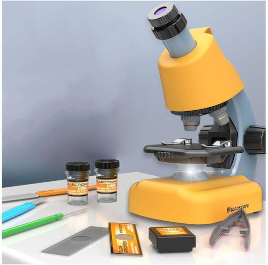 Microscop Științific Multifuncțional pentru Copii Idealstore Dimensiuni 16 X 10 X 22.5 Cm Include 3 Lentile de Mărire Numeroase Accesorii Iluminare cu Lumină LED Înălțime Reglabilă Cutie de Transport
