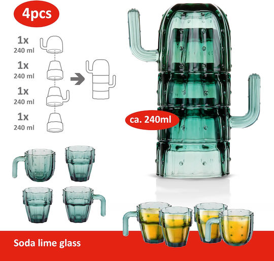 Alpina Appliances Set Brillen Wasser Glas Grüne 240ml 4Stücke