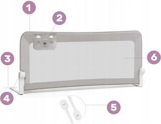 Bară de protecție pentru pat din Metal în Culoare Gri 66x66cm 1buc