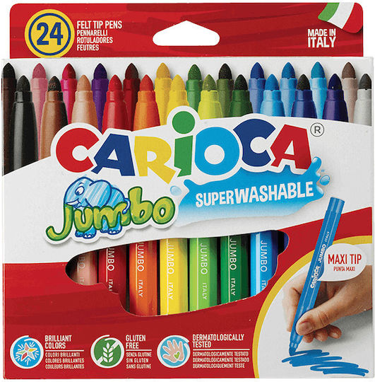 Carioca Jumbo Washable Drawing Markers 6mm Thick Set 24pcs