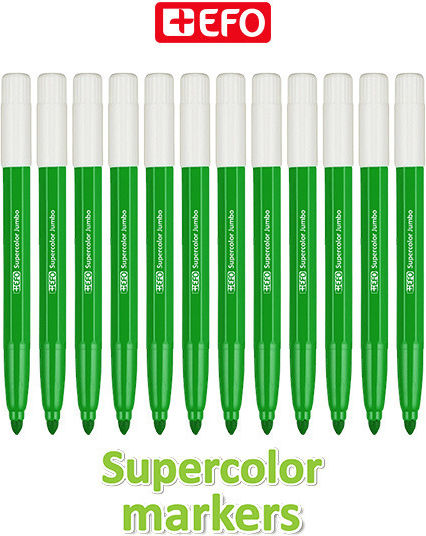 +Efo Supercolor Jumbo Πράσινοι Μαρκαδόροι Ζωγραφικής Χονδροί Σετ 12τμχ
