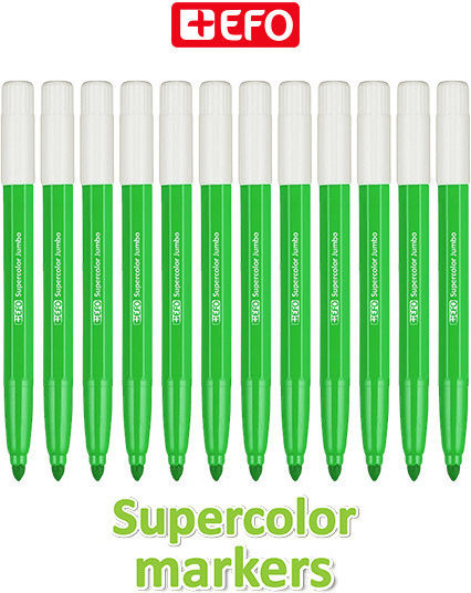 +Efo Supercolor Green Drawing Markers Thick Set 12pcs