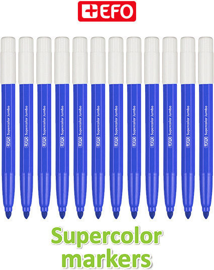 +Efo Supercolor Blue Drawing Markers Thick Set 12pcs