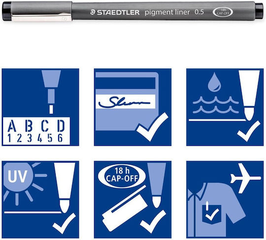 Staedtler Pigment Liner Μαρκαδόροι Ζωγραφικής Λεπτοί Σετ 12 χρώματα