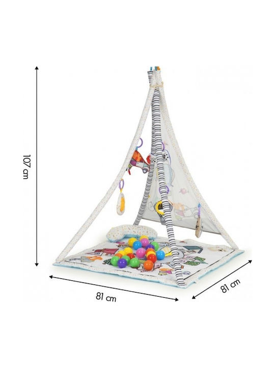 Play Tent Mat 20 Colored Balls Ecotoys Toys Cc8734 Gray