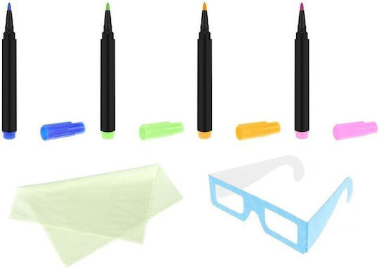 Tablă de desen iluminată 3D pentru copii Happy Drawn Idealstore Dimensiune 25 X 19 cm Include tablă transparentă, suport iluminat, markere, ochelari 3D, șabloane de desen