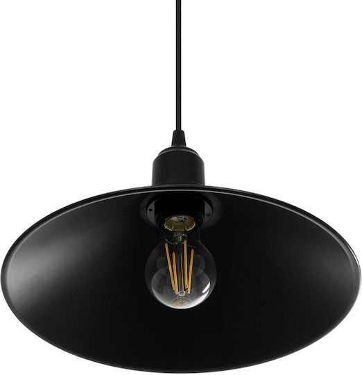 GloboStar Fonte Висящо Осветително Тяло Черен Камбанка 25x25x90см.