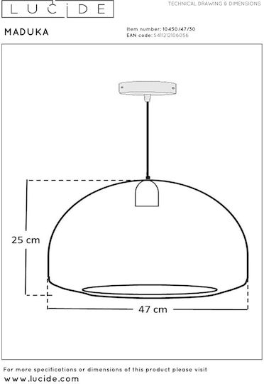 Lucide Lightning Pendant Light Black with Socket E27