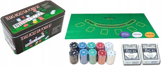Set von 200 nummerierten Pokerchips in Metallische Box