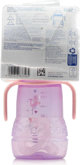 Mam Trainer+ Educational Sippy Cup Plastic with Handles Pink for 4m+m+ 220ml