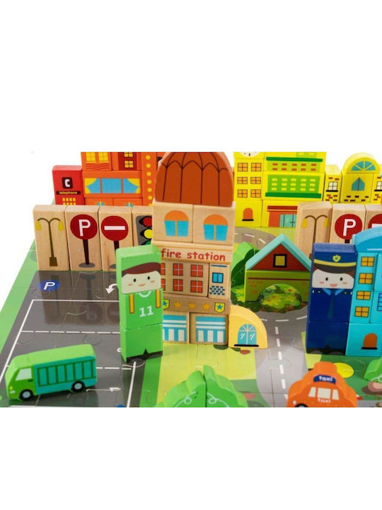 Educational Blocks Carpet Puzzle Type Made Wood 196 Pieces
