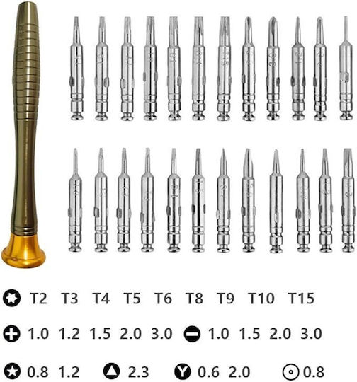 Idealstore 25 In 1 Precision Screwdriver Set Torx Phillips Slotted Pentalobe Triangle Triwing Point Screwdrivers Smartphone Tablet Pc Laptop Camera Repairs Magnetic Tips