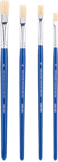 Deli Kunstpinsel Haar Pferd Plakette Blister 4 Stück Nr 2-4-6-8 Blau