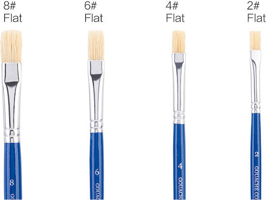Deli Kunstpinsel Haar Pferd Plakette Blister 4 Stück Nr 2-4-6-8 Blau