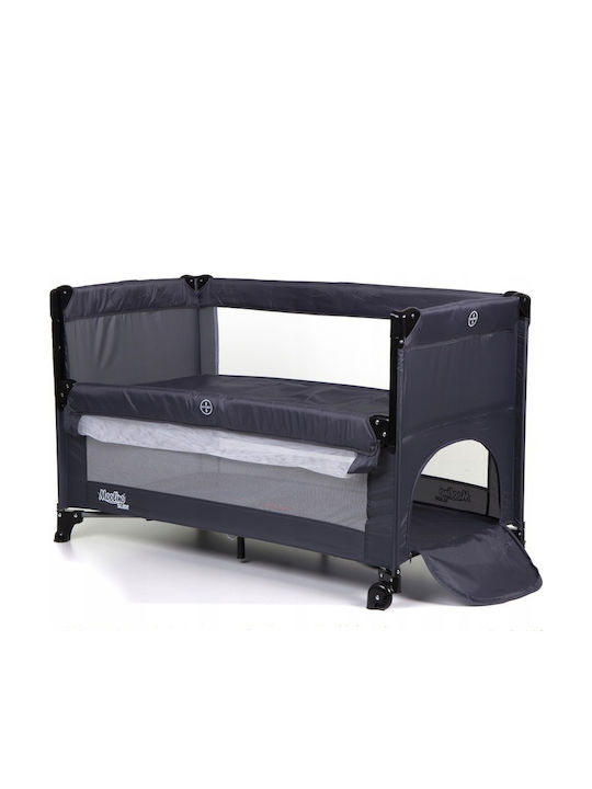 Babybett mit 2 Ebenen mit Matratze Grau 60x120cm