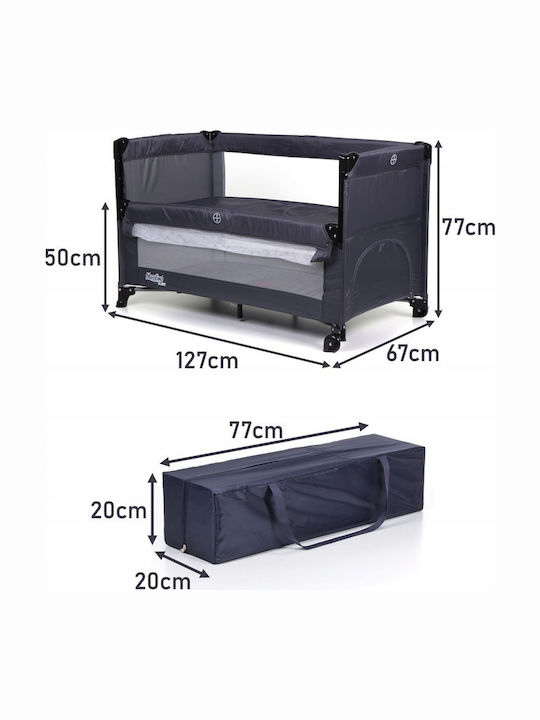 Babybett mit 2 Ebenen mit Matratze Grau 60x120cm