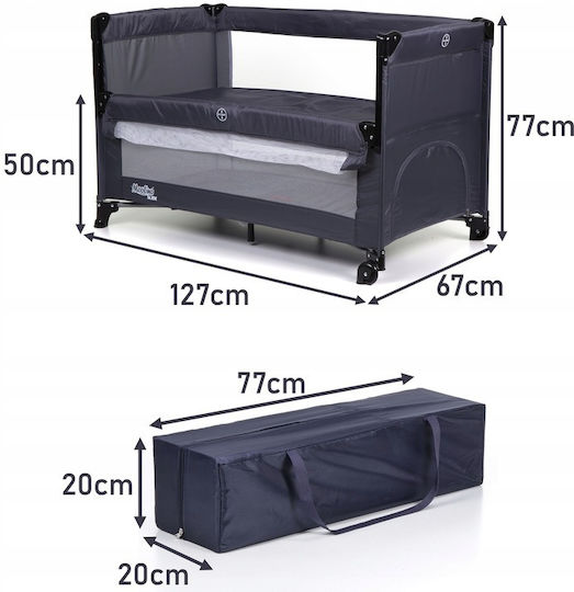 Loc de Joacă cu Două Nivele cu Saltea Gri 60x120cm