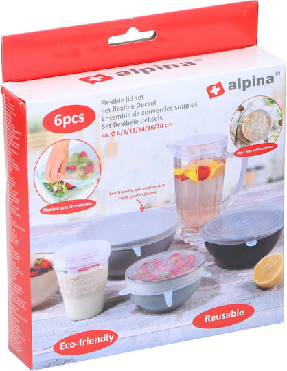 Alpina Appliances Κάλυμμα Δοχείου από Σιλικόνη σε Λευκό Χρώμα 18810 6τμχ