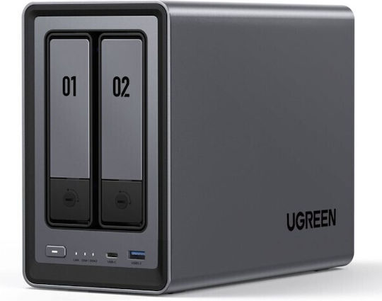 Ugreen DXP2800 NAS Кула с 2 слота за HDD/SSD