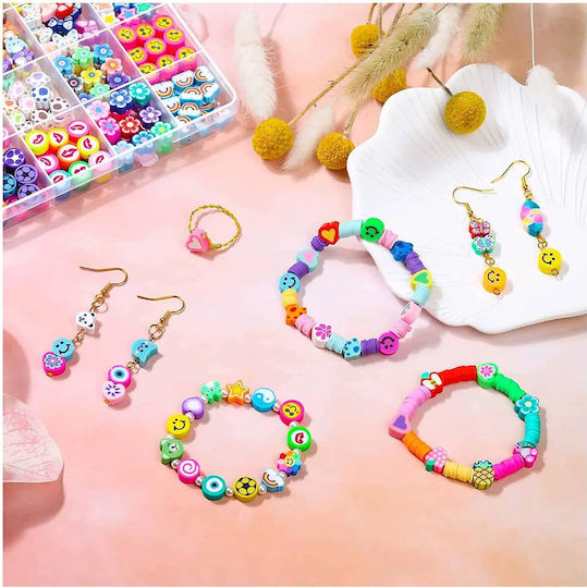 Schmuckperlen-Set Idealstore Enthält 480 Bunte Elemente in Verschiedenen Formen Transparenter Faden Hakenclips Schmuck Ohrringe Aufbewahrungsbox Fördert Manuelle Fähigkeiten
