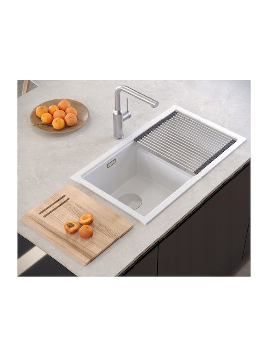 GraniteQ Υποκαθήμενος Νεροχύτης Inox Μ76xΠ45cm Λευκός