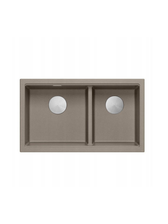 GraniteQ Unterbau Spüle Inox B76xT45cm Braun
