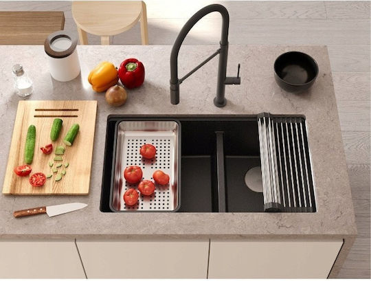 GraniteQ Sub masă Chiuvetă Inox L76xW45cm Maro
