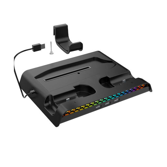 iPega P5s006 Multifunctional Βάση για 2 χειριστήρια PS5 / PS5 Slim με φωτισμό LED Μαύρη PG-P5S006H