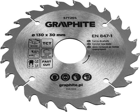 Graphite Carbide Cutting Disc Hole Diameter 130mm with 24 Teeth 1pcs